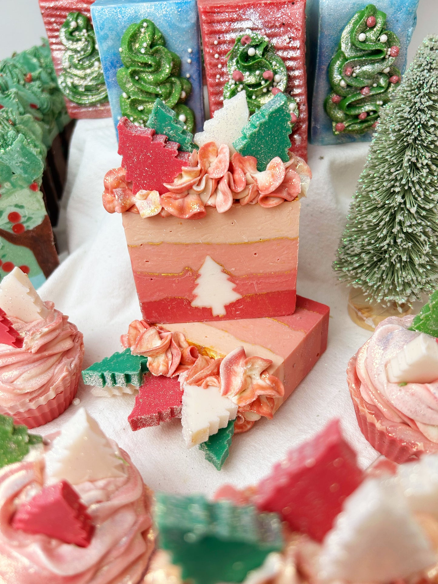 "Snowy Christmas Tree Farm" Fresh Raw Goat Milk Soap - Pre Order release Date 11/15/25