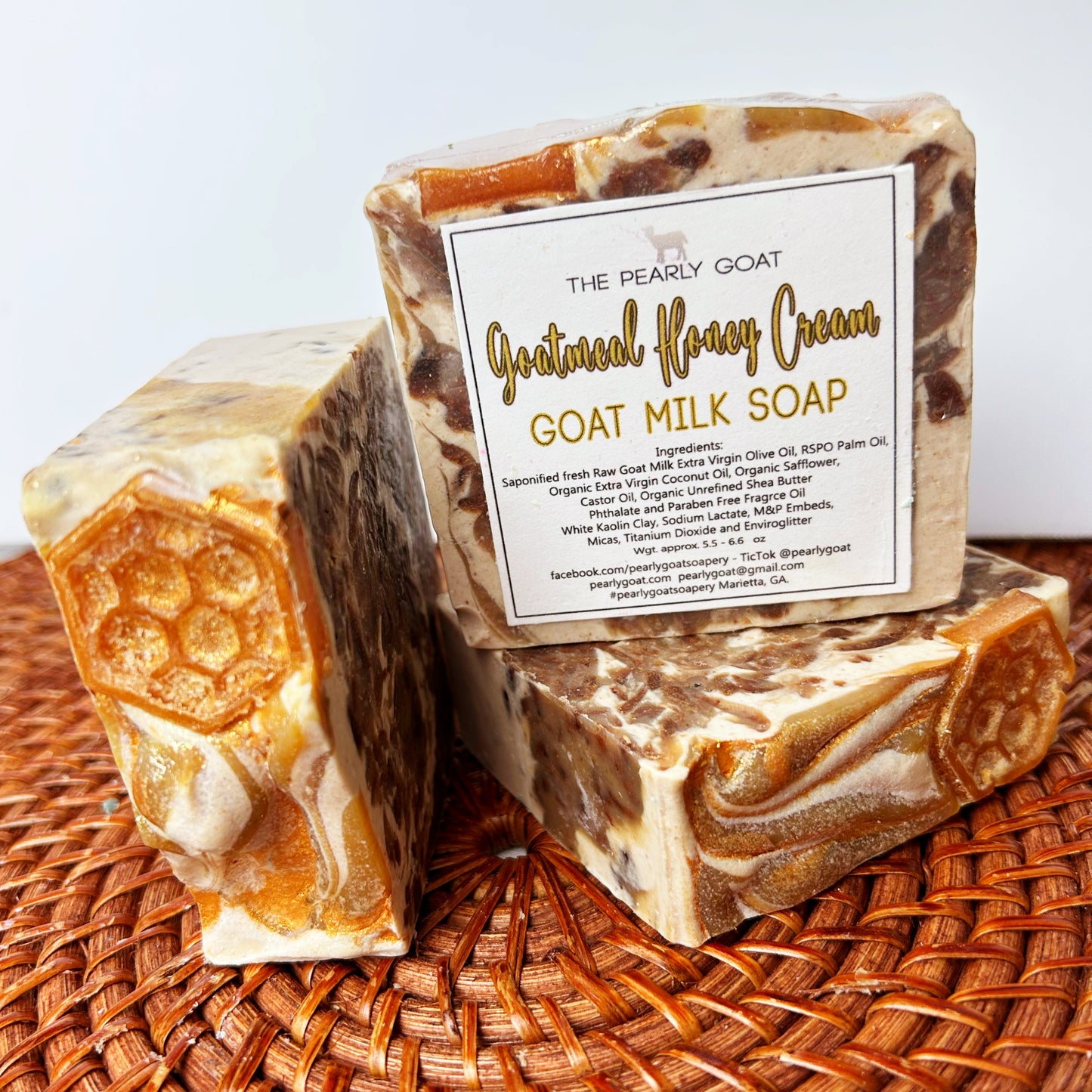 Oatmeal Honey Cream" Fresh Raw Goat Milk and Honey Soap