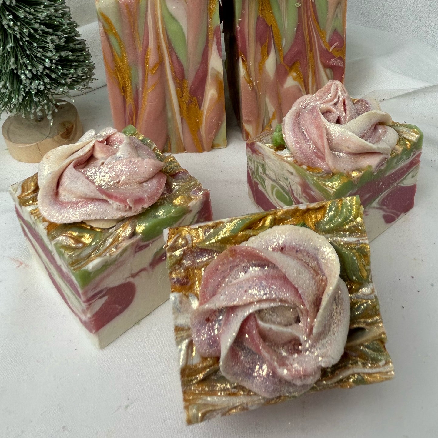 Pink Peony Bouquet Fresh Raw Goat Milk Soap