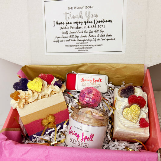 Loving Spell Full Size Gift Set Goat Milk Soap/Body Cutter/Sugar Scrub Pre-Order Release Date Jan 29th