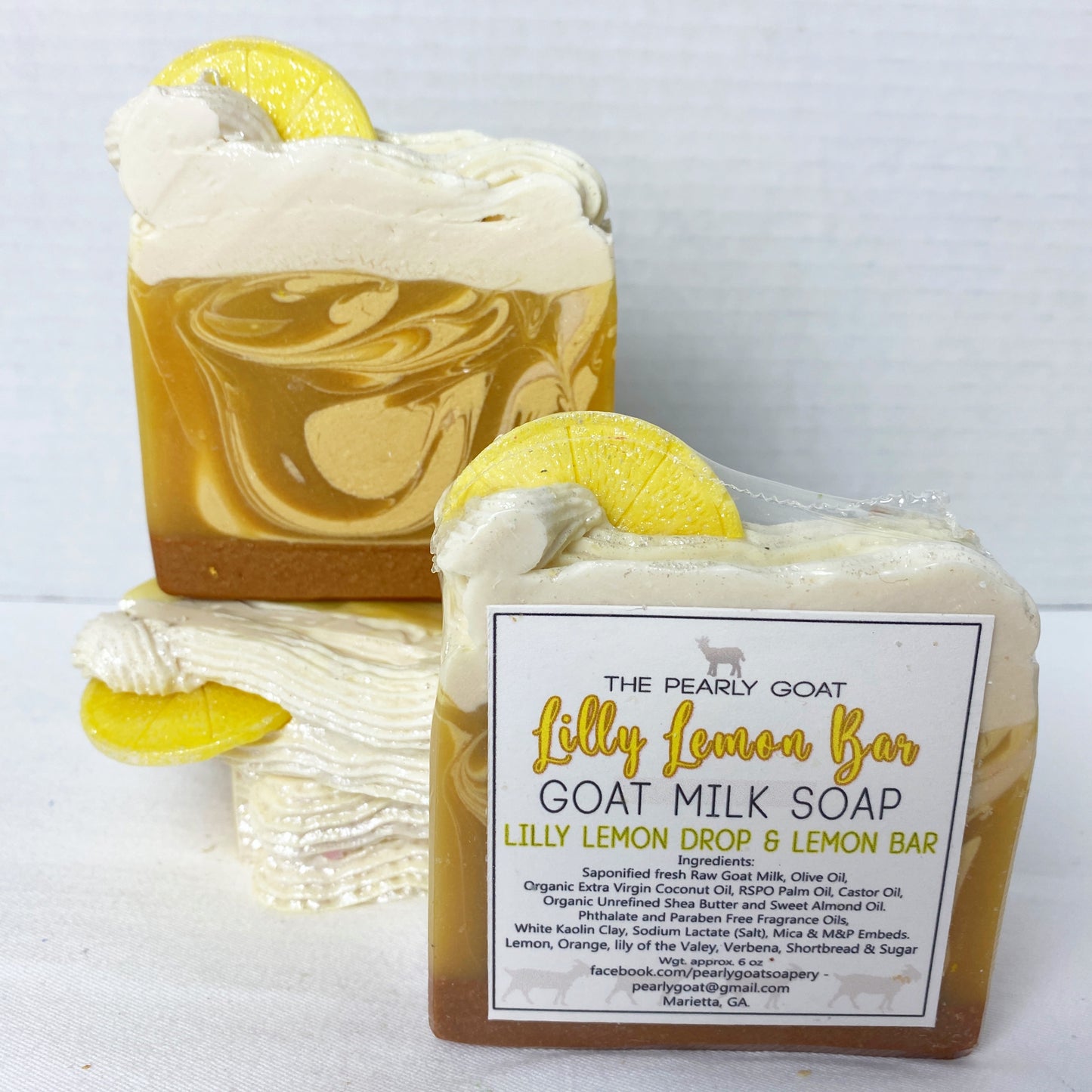 Lemon Bar "Lilly "Locally Sourced Fresh Raw Goat Milk Soap